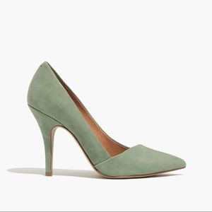 Madewell Mira 3.25” Suede pumps in Sage.